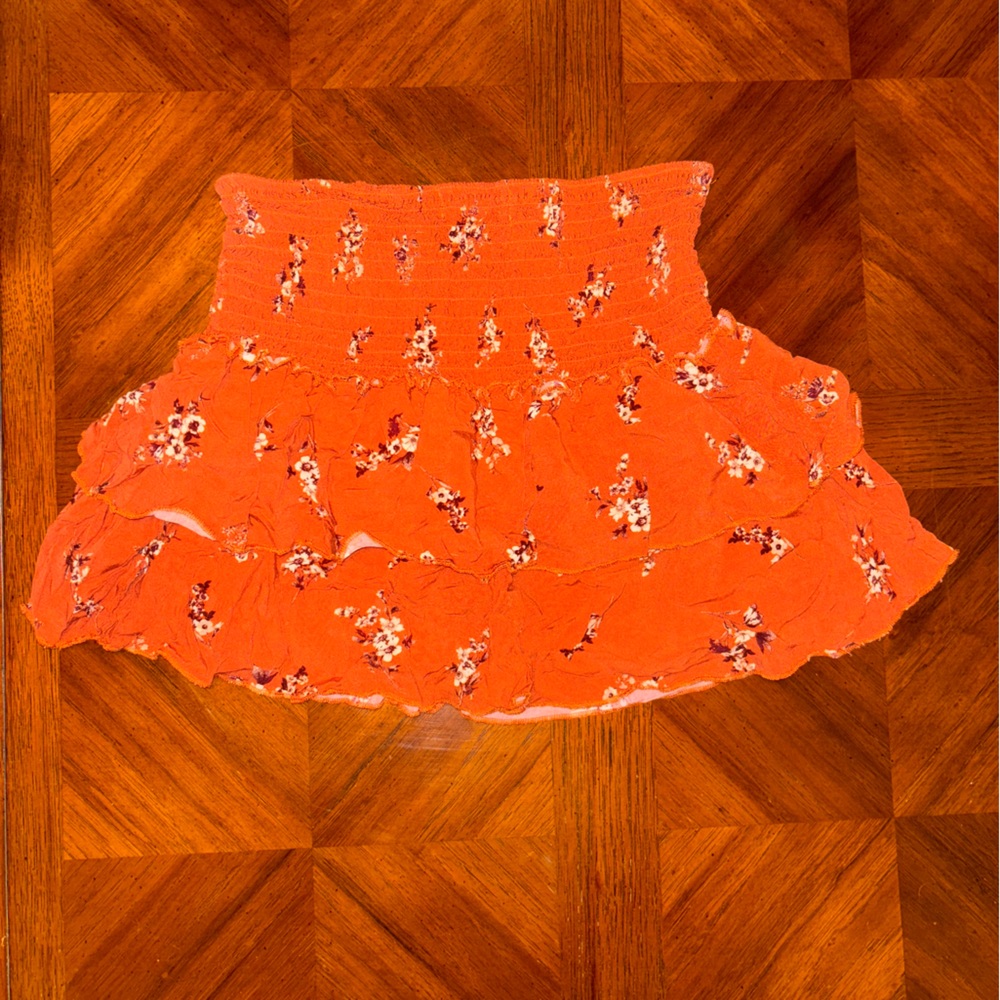 Orange Floral Skirt